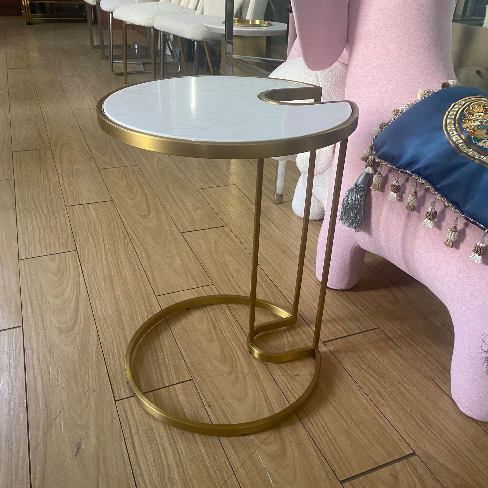 Contemporary luxury gold living room table stand table sofa arm table