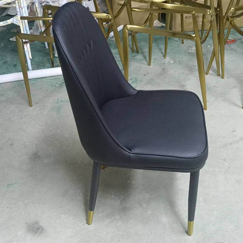Wholesale factory directly supply leather dining chairs PU restaurant chairs with metal black powder coated legs