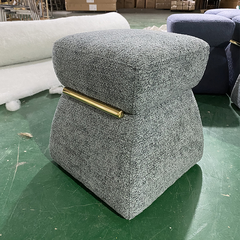 New Style fabric living room furniture square seat counter stools with stainless steel decoration soft fabric seat